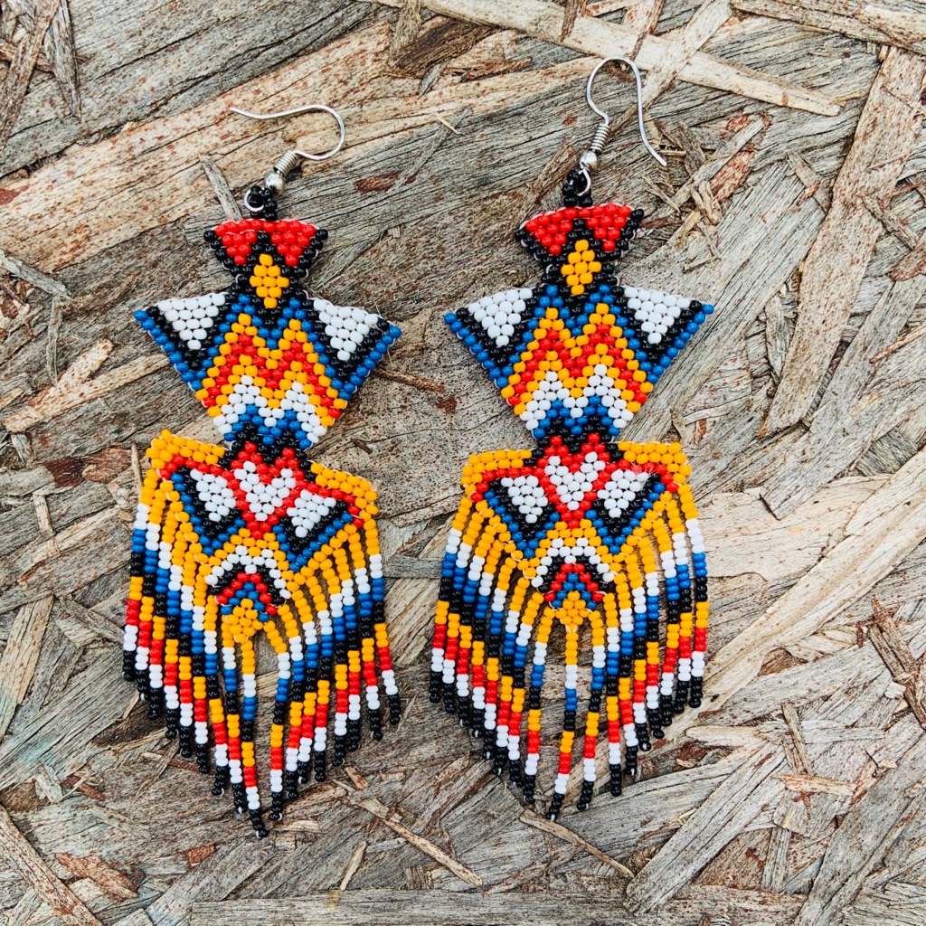 Adelita Huichol Beaded Earrings Handmade E-226 21$